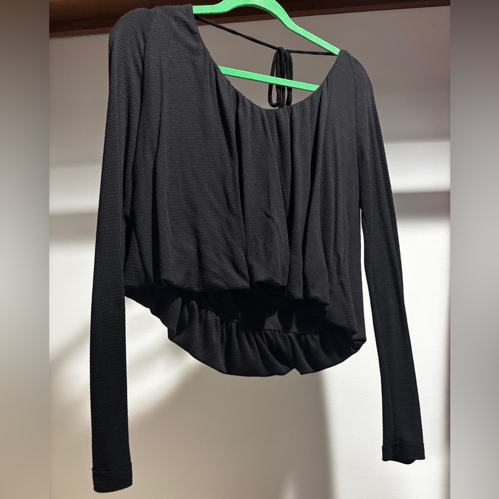 We The Free Black Long Sleeve Blouse